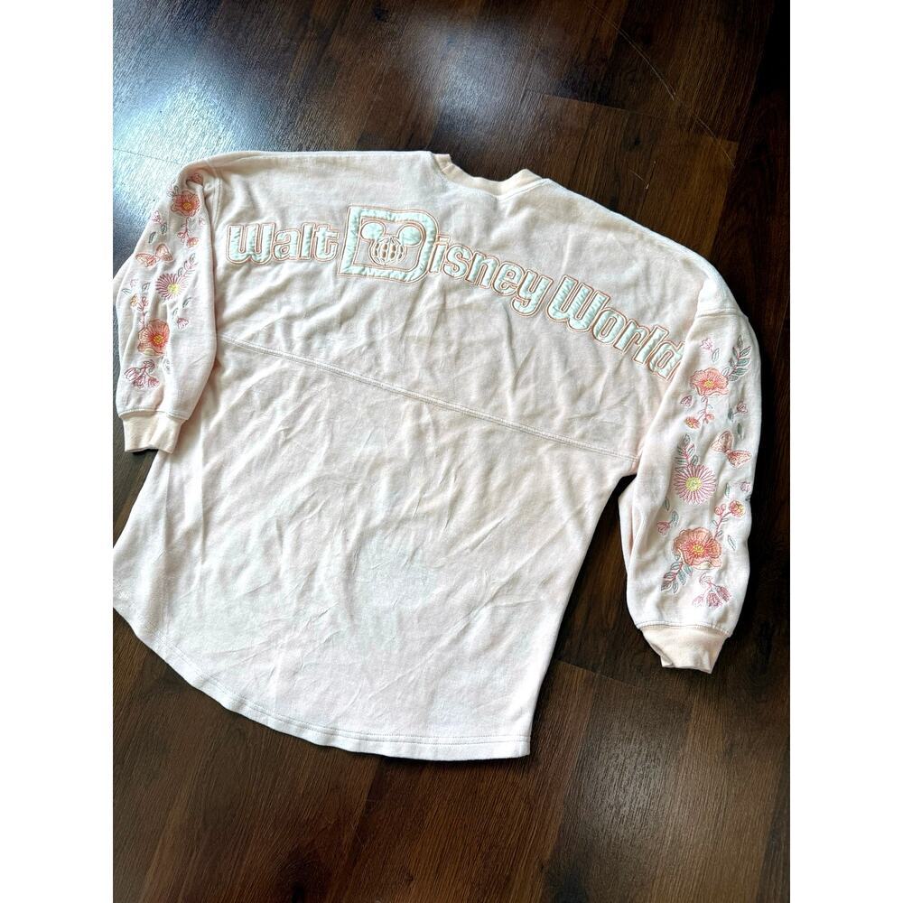 Walt Disney World Soft Terry Spirit Jersey Light Pink Embroidered Floral Sz S